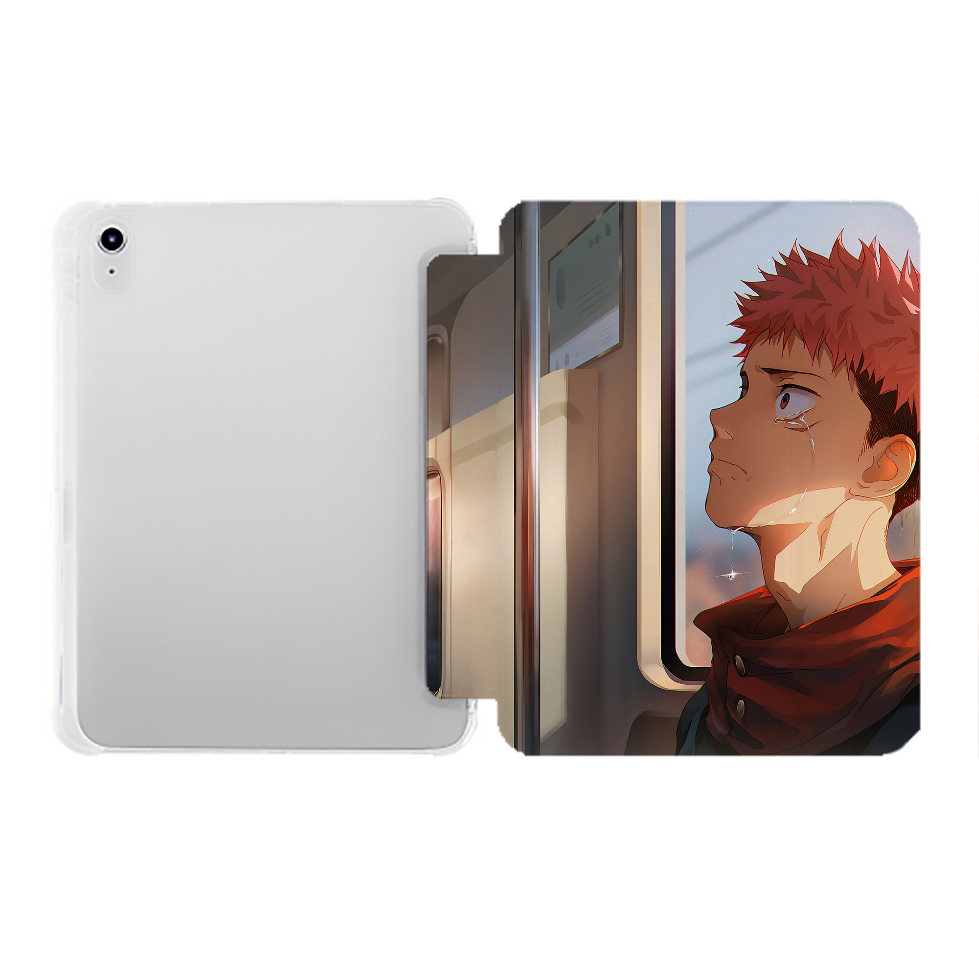（画像用） 呪術廻戦 Jujutsu Kaisen IPad ケース ペン収納付き 三つ折りスタンド PUレザー×シリコン 対応機種9.5/10.5/10.9インチ